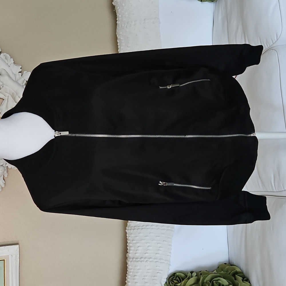 City Chic Black Matte Satin Bomber Jacket Size XS / 14 NWOT